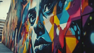 街头多彩人物涂鸦艺术