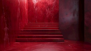 红色神秘阶梯空间场景
