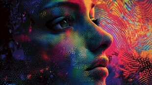 多彩抽象人物脸部艺术图