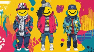 笑脸潮人街头风时尚形象