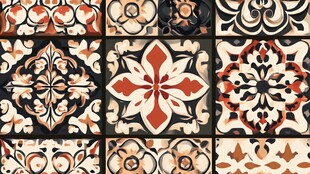 复古风花纹瓷砖图案设计