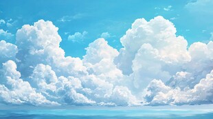 梦幻蓝天中的蓬松云朵