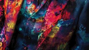 多彩印花西装细节展示