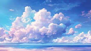梦幻蓝天与蓬松云朵