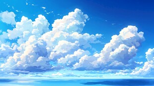 梦幻蓝天与蓬松云朵