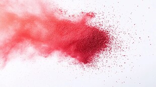 红色粉末在空中飞扬