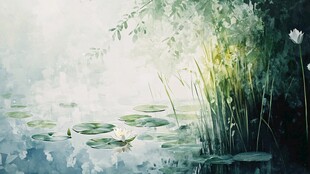 水墨荷塘诗意景致