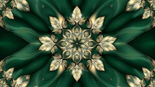 翠绿金色交织的华丽曼陀罗
