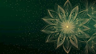 梦幻绿底精致花朵图案