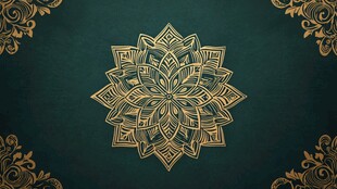 深绿背景金色曼陀罗花纹