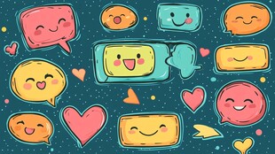 可爱表情气泡插画图案