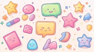 可爱卡通表情与趣味元素集合