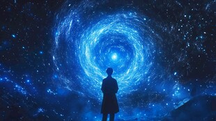 仰望星空的孤独身影