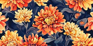 橙色菊花花卉图案背景图