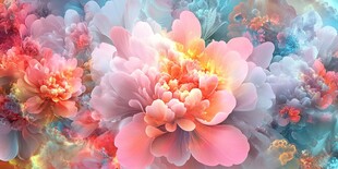 梦幻绚丽牡丹花绽放