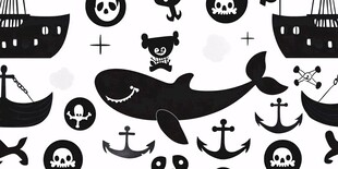 海盗主题黑白图案元素