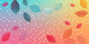 梦幻渐变背景飘落多彩叶片