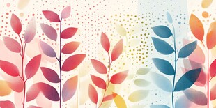多彩叶片水彩风背景图案