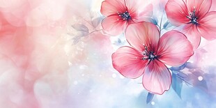 梦幻粉色花卉水彩背景图