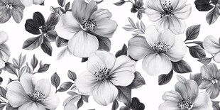 黑白花卉无缝图案纹理