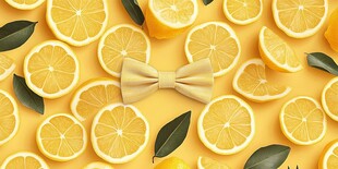 柠檬切片上的精致蝴蝶结