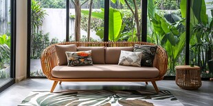 藤编沙发打造惬意室内角落