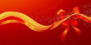 红色金色彩带蝴蝶结背景