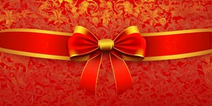 喜庆红绸蝴蝶结花纹背景