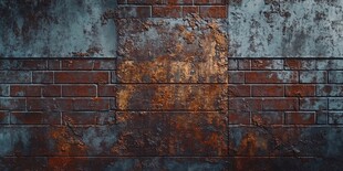 斑驳砖墙与锈蚀纹理背景