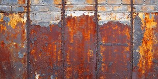 生锈铁门与斑驳砖墙纹理