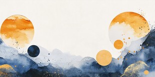 水墨风日月山川抽象画