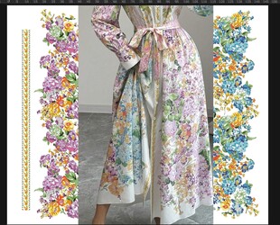 花卉图案长裙展示