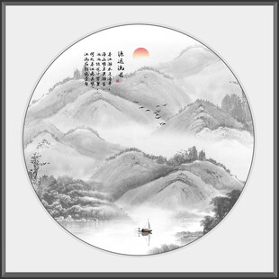 圆形水墨画