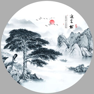 圆形山水画