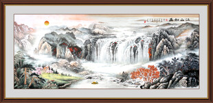 国画瀑布山水
