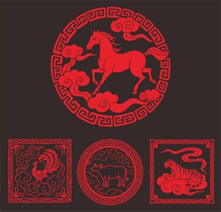 传统生肖剪纸图案设计