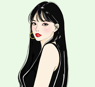 长发红唇时尚女性插画