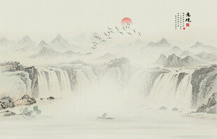 工笔国画山水壁画