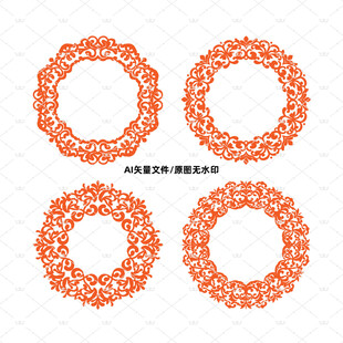 圆形花纹花环花圈相框