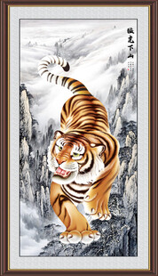 猛虎下山国画