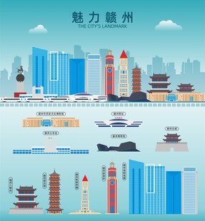 赣州地标建筑剪影