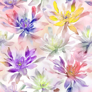 水彩绘多彩花卉图案