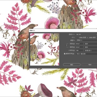 手绘花鸟植物图案设计界面
