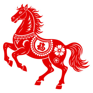 马年剪纸马窗花静电贴