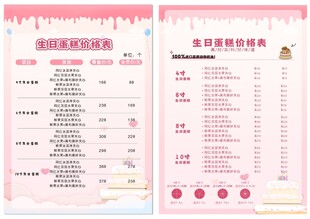 粉色系甜品店菜单设计