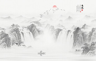 国画水墨山水画