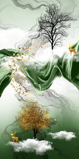 梦幻秋日山水风景玄关装饰画