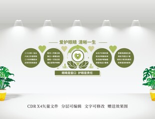绿色护眼文化墙展示