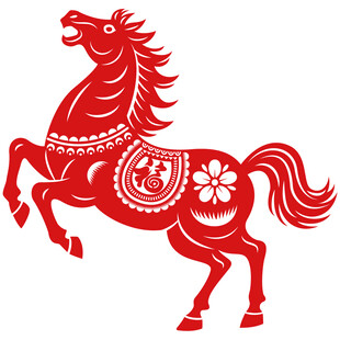 马年剪纸马窗花静电贴