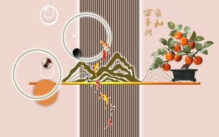禅意插花与山水摆件